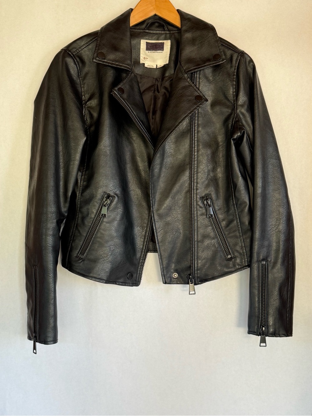 Women's Black Faux Leather Moto Jacket